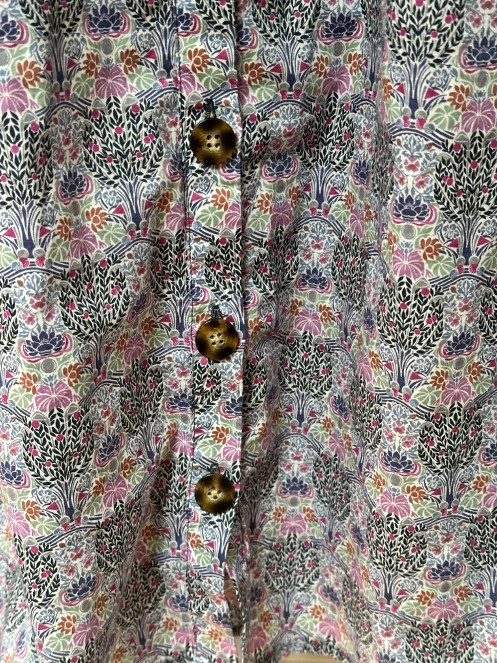 J. Crew Tie-Sleeve Button-Front Organic Cotton Dress Liberty Club Nouveau Print - Picture 7 of 15
